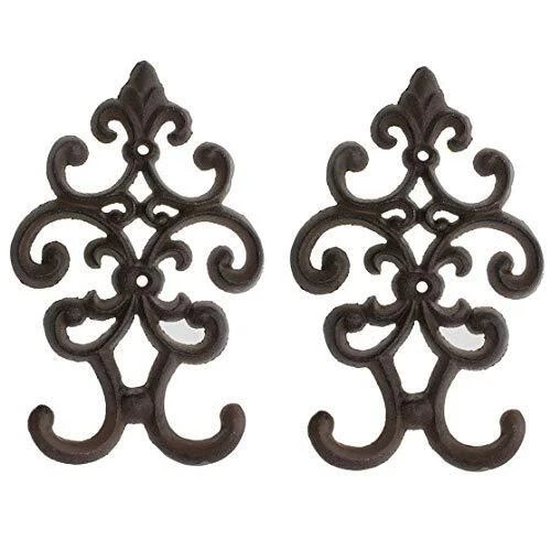 Comfify Cast Iron Vintage Double Wall Mounted Hooks | Decorative Antique Wall...