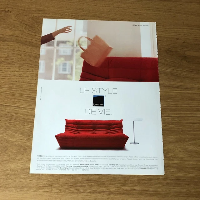 (STW2) Wallpaper Magazine Advert 11x8" Ligne Roset: Togo - Sofa Collection