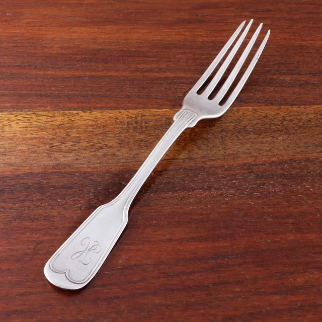 MELVILLE & CO NEW ORLEANS LA COIN SILVER DESSERT FORK FRENCH THREAD 1850s