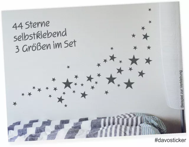 Wandtattoo 44 matte graue Sterne  Aufkleber Dekoration Himmel Fenstertattoo