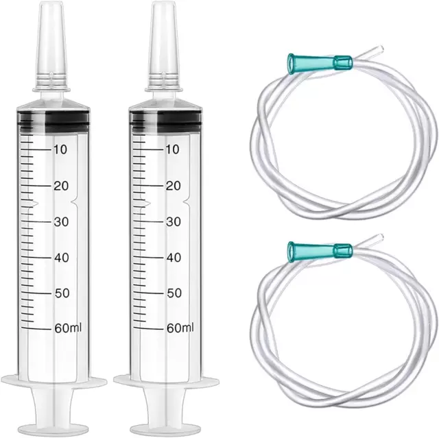 2 Stücke Spritze 60Ml Spritzen Mit Schlauch Zum Öl Bremsflüasigkeit Wiederverwen