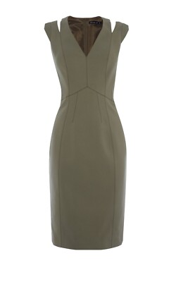 Karen Millen Midi bodycon dress khaki size 4 NWT