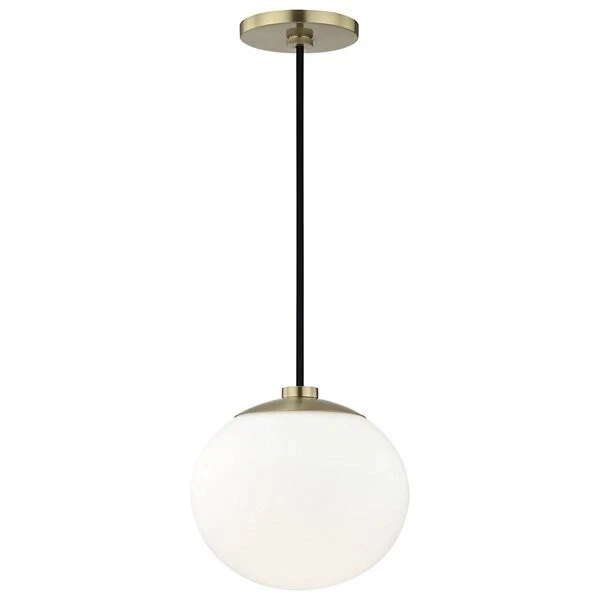 Mitzi by Hudson Valley Lighting  Estee 1-Light Aged Brass Pendant with Opal Etch