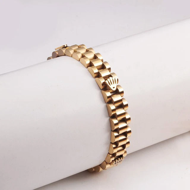 Fashion Exquisite Crown Charm Bracelets Stainless Steel Watch Chain Bangles LEI