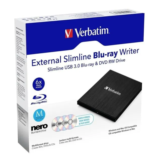 *NEW* Verbatim External Slimline USB 3.0 Blu-ray & DVD RW Writer | FREE POSTAGE