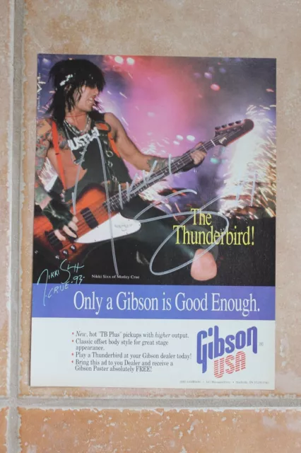 Nikki Sixx Signed Motley Crue Stadium Tour Gibson Bass 8x10 Autographed The Dirt