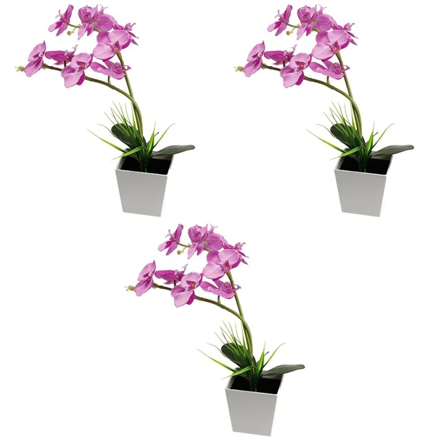 3 COUNT POTTED Flower Light Orchid Artificial Phalaenopsis Lamp £52.99