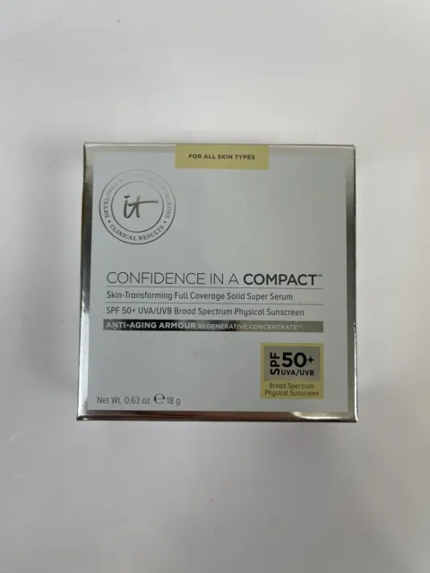 Base IT Cosmetics Confidence in a Compact FPS 50 JUSTA 0,63 oz Nueva en Caja