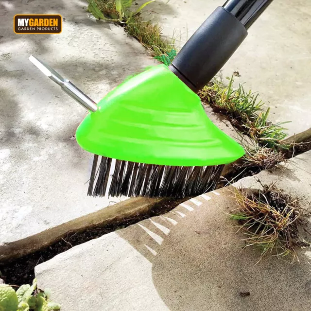 3 in 1 Telescopic Weed Remover Brush Wire Head Paving Decking Clean Scrub Moss 2