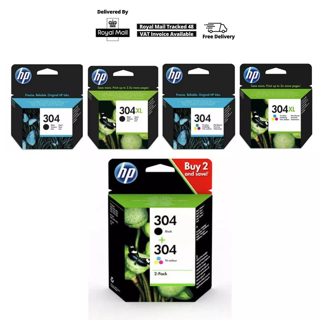 GENUINE HP 304XL / HP 304 BK TriColor Ink Cartridges for HP ENVY 5032 ...