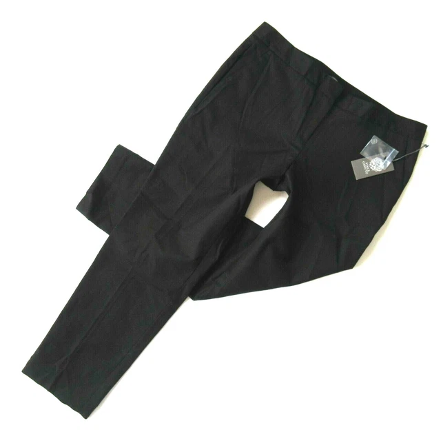 NWT Vince Camuto Front Zip Ankle in Black Stretch Cotton Straight Crop Pants 12