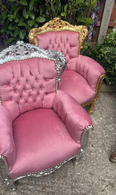 ❤️ Beautiful French Children’s Pink & Silver Or Gold Princess Arm Chair Throne