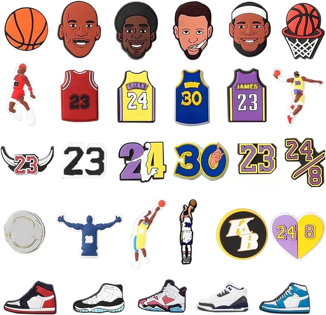 20Pcs Basketball Kobe Shoe Charms for Croc, Curry Charms for Boys Gift Decor PV