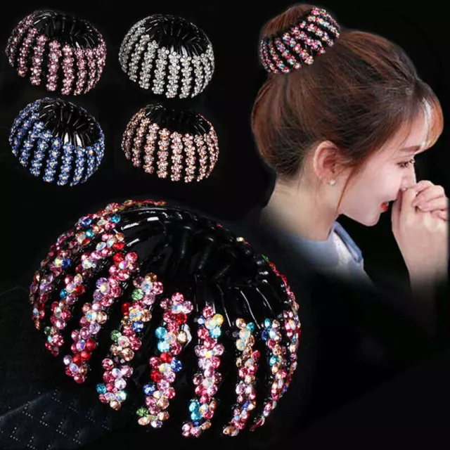 Pince à cheveux pour femmes, pince à griffes en cristal, porte-chignon,...