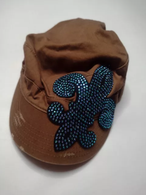 Olive Juice Women's Embellished Beaded Hat Brown Adjustable Y2K B8