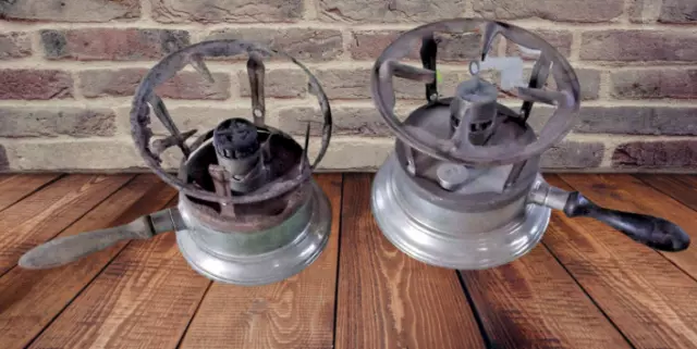 Paar Antik Rechaud Lampe pigeon Camping Antik Scouting Scout 1950 N°1 & 2