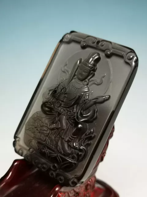 High Quality Tibet SUPER Dragonglass Obsidian Bodhisattva Manjusri Pendant B04