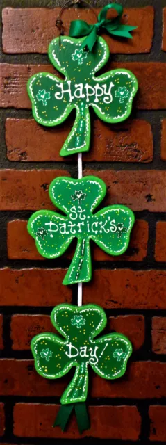 ST PATRICK'S DAY Shamrock HANGER Door Wall Art SIGN Hanging Plaque IRISH Decor