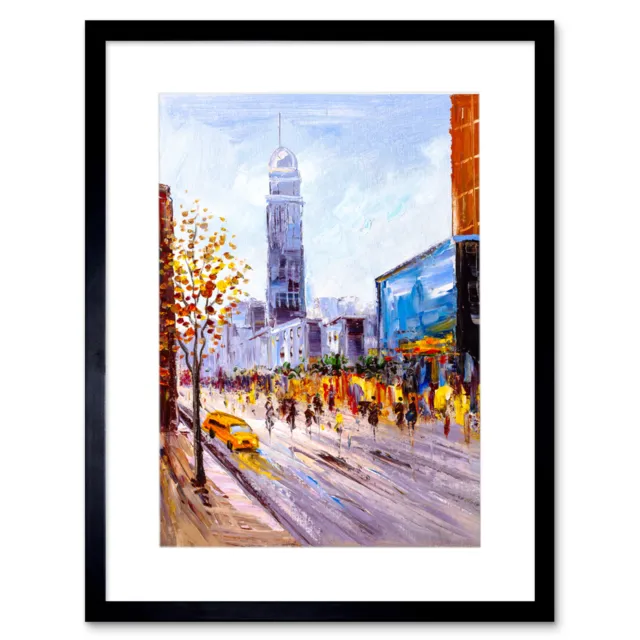York Cityscape Painting Framed Wall Art Print 12X16 In
