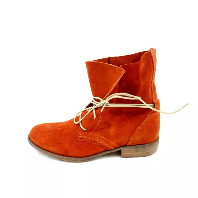 low-boots femme a talon unis dessus cuir orange bottines et boots femme