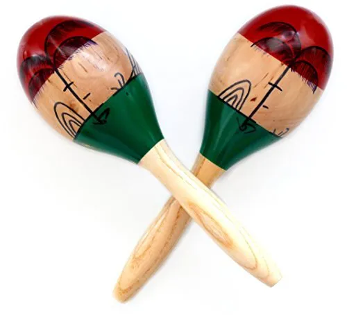 Maracas,2psc 10inch Large Wood Rumba Shakers Set,Latin Hand Percussion with F...