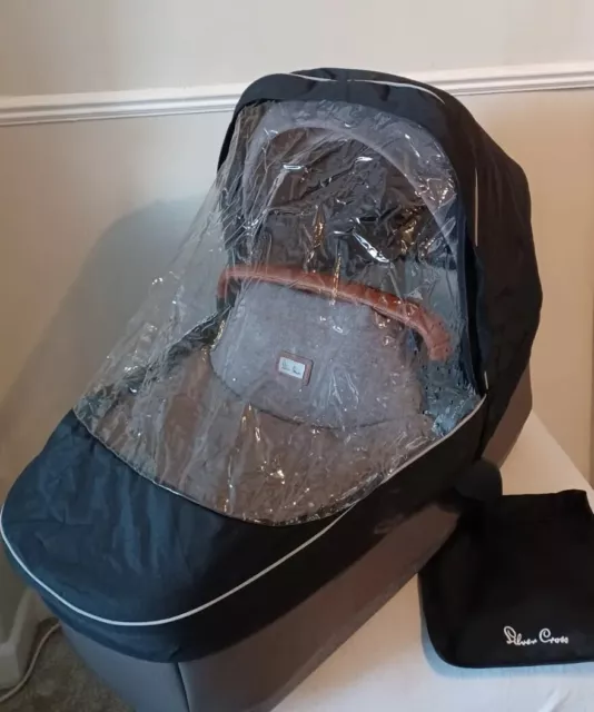 Silver Cross Wave Genuine Carrycot Raincover And Pouch Free Uk P&P