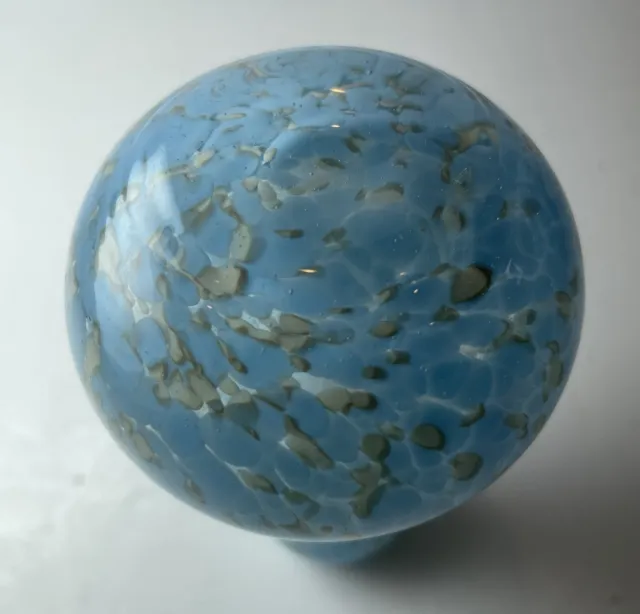 Art Glass Hand Blown Light Blue White Speckled Small Bud Vase 3