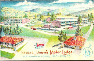 Vintage Postcard Howard Johnson's Motor Lodge Roanoke Virginia VA
