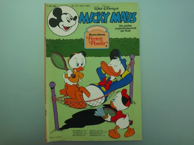 Micky Maus Heft Nr. 27 30.6.1981 mit  Spiel und Bastelteil und Sammelmarke