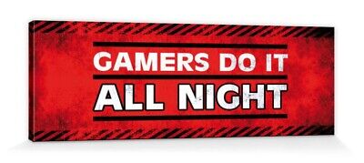 Gaming-gamers do it all night POSTER TELA-immagine di stampa (120x40cm) #92640