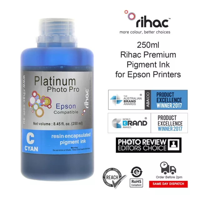 Rihac 250ml Cyan RIHAC Photo Pro Pigment Ink for Epson R2000 Printer 159