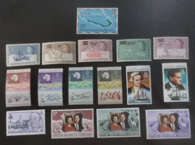 Br. Ant Terr/Br. Ind. Ocean Terr Stamp Lot of 16. MH to MNH. sal's stamp store