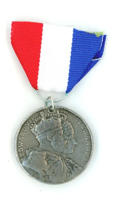 Coronation King Edward VII 1902 medal medallion Ulverston antique royal #3 2