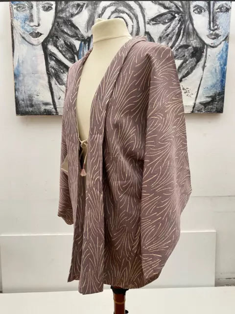 Japanischer Kimono handgenähte Kimono Jacke Haori Seidenrobe Lila Hochwertig