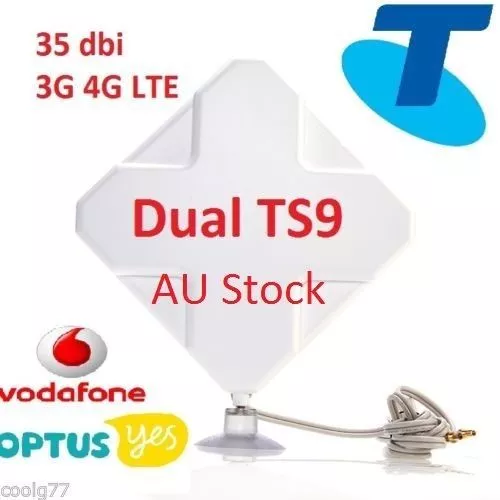 35dBi 4G LTE ANTENNA BOOSTER for Telstra Wi-Fi 4GX Pro modem - 2xTS9 plug &cable
