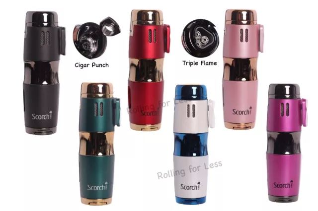 Scorch Torch Jet Triple Flame Windproof Torch Lighter with Cigar Punch