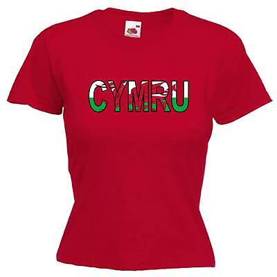 CYMRU Wales Welsh Love Text Flag Women's Ladies Lady Fit T Shirt