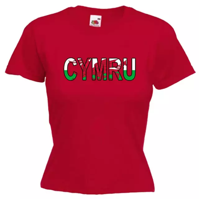 T-shirt CYMRU Galles Welsh Love Text Bandiera donna donna fit donna