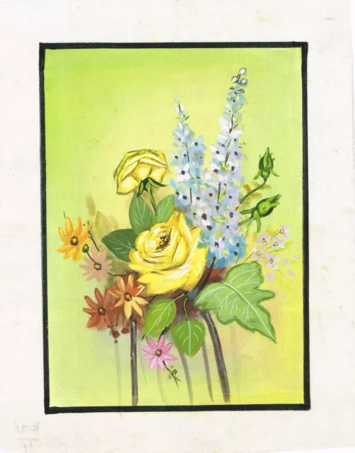 Beau Indien Flora Fleur Peinture Main Miniature Fin Art Sur Soie Vêtements