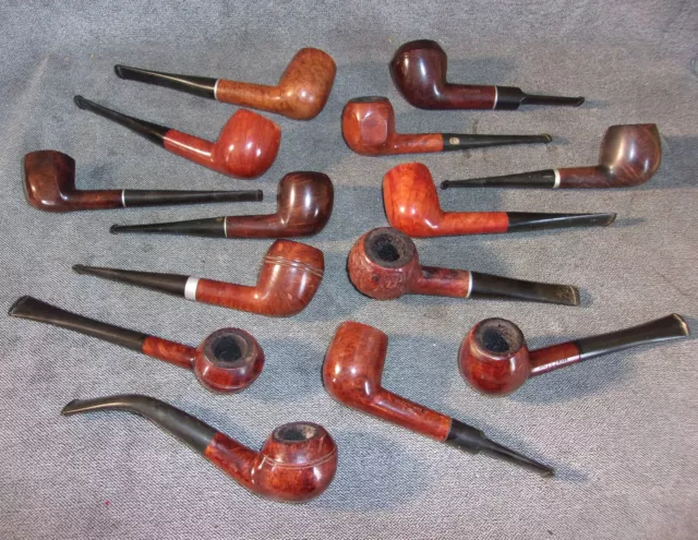 Lot of 14 Vintage Estate Pipes WALLY FRANK OSA KBB MEDICO CUSTOM Briar Smoking