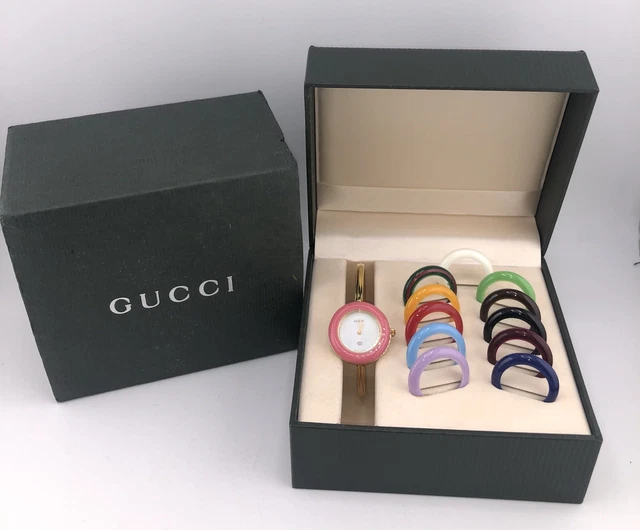 GUCCI INTERCHANGEABLE BEZEL Watch Pink Dial 11/12 Set Box  display picture 2