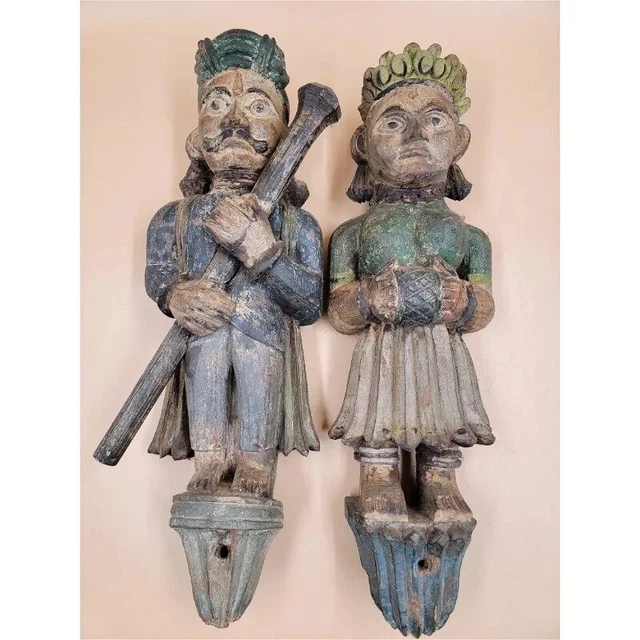 SALE! Pair of  19 Inch 17th Century French Wooden Architectural Salvage Carvings