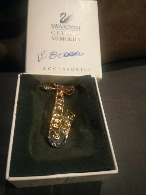 Swarovski Vintage Crystal Memories Saxophone Necklace In Original Box