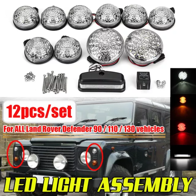 12 pièces lampe LED clignotant Set Upgrade Pour Land Rover Defender 90 110 130