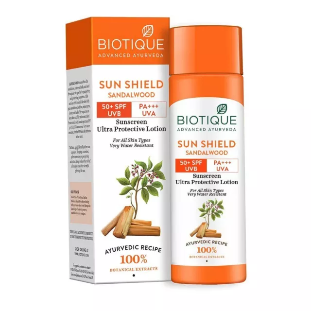 Biotique Crème Solaire Bois de Santal Apaisant Lotion Visage SPF 50+ Ultra...