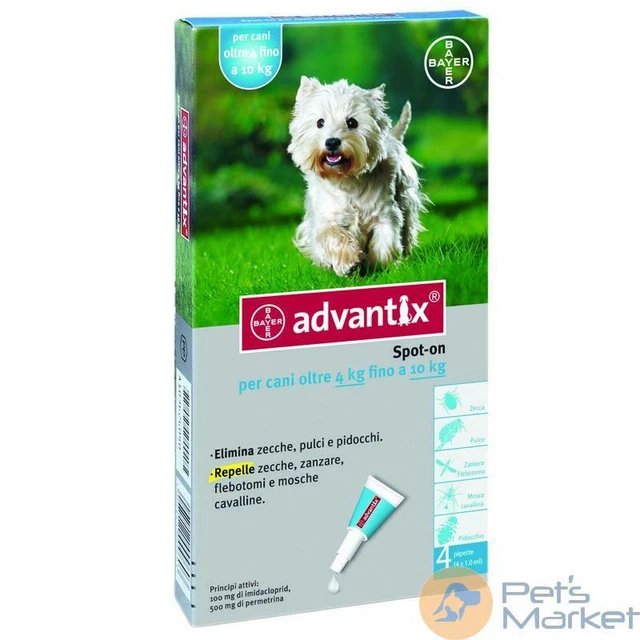 Bayer Advantix antiparassitario per cani da 4 a 10 kg 4 pipette