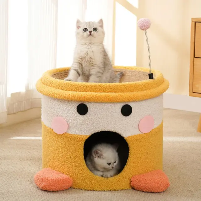 Cat House Scratcher Condo Sisal Rope Scratcher Cave Condo Barrel Cat Bed