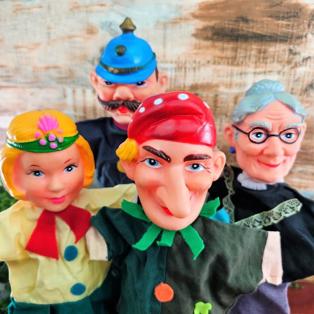 Vintage Mr Rogers Neighborhood Hand Puppets 4 Rubber Heads PBS Theatre Nostalgia