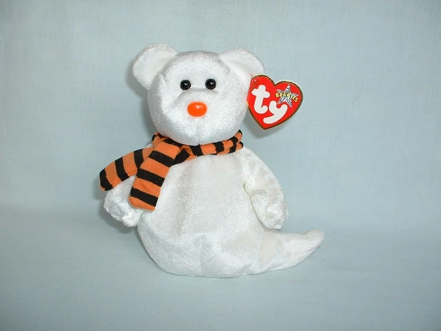 TY BEANIE BABIES QUIVERS THE HALLOWEEN GHOST BEAR Cuddly Soft Plush Toy With Tag