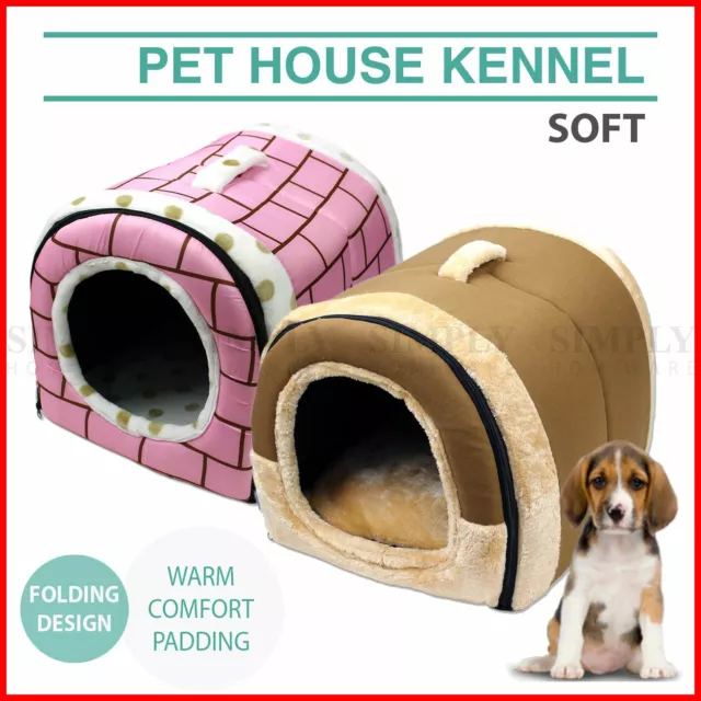 Pet Dog House Kennel Soft Igloo Beds Cave Cat Puppy Bed Doggy Warm Cushion Fold